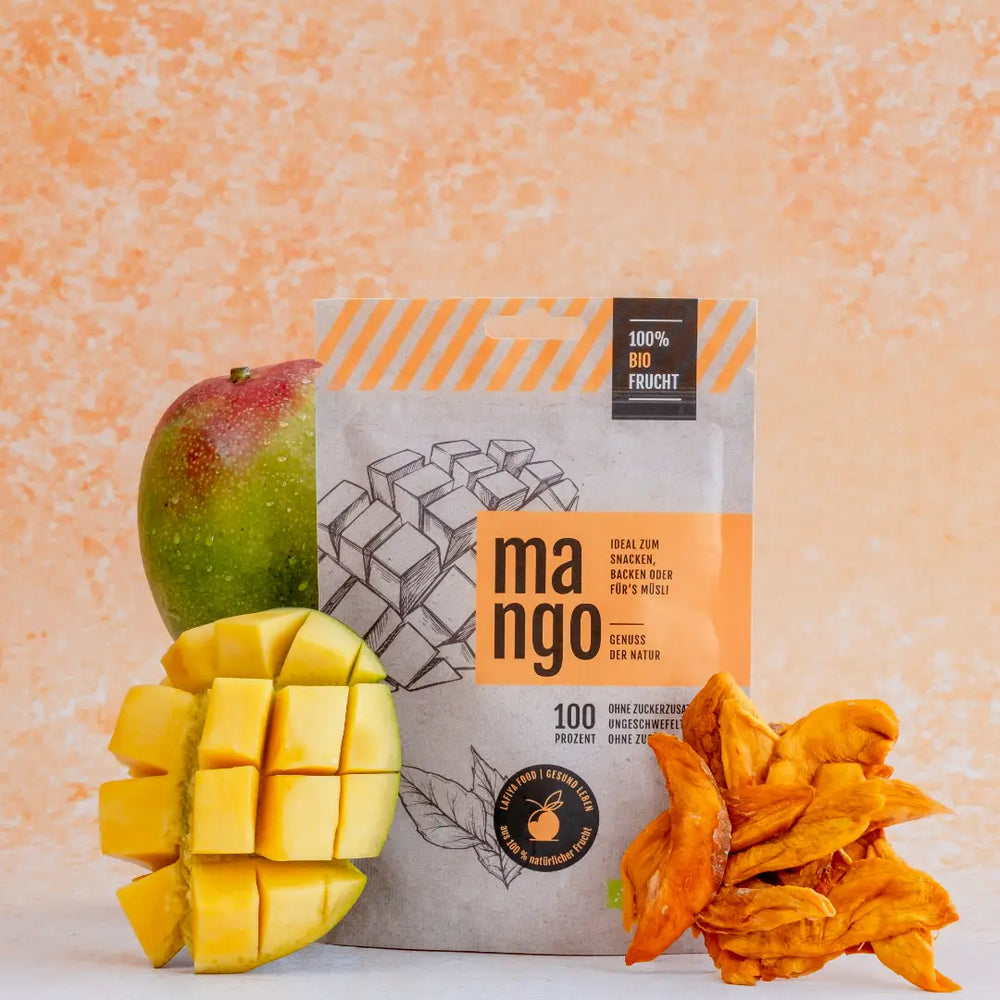 Getrocknete Bio-Mango in Premium-Qualität, nachhaltig verpacktlafiya-food