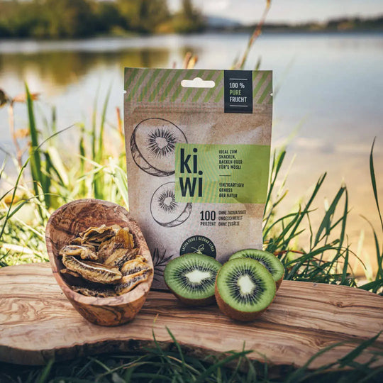 Getrocknete Kiwi von Lafiya Food – 100% natürliche Frucht ohne Zuckerzusatz, ungeschwefelt und nachhaltig produziert.